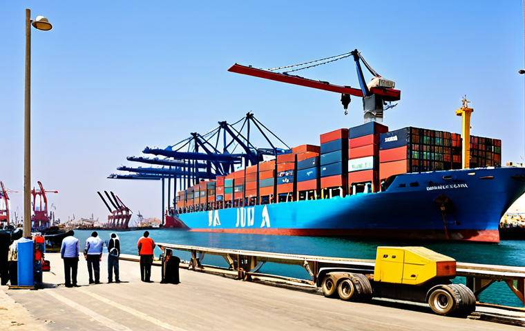 이집트의 무역과 주요 수출품 - Modern Egyptian Port**
"A bustling modern port in Alexandria, Egypt, with container ships being loa...