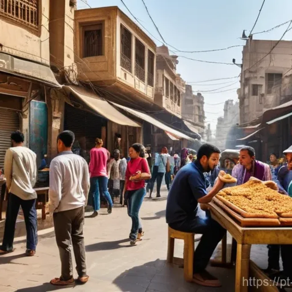 이집트에서 물가가 싼 지역 - **Prompt 1: Vibrant Cairo Street Life & Affordable Delights**
"A bustling, vibrant street scene ...