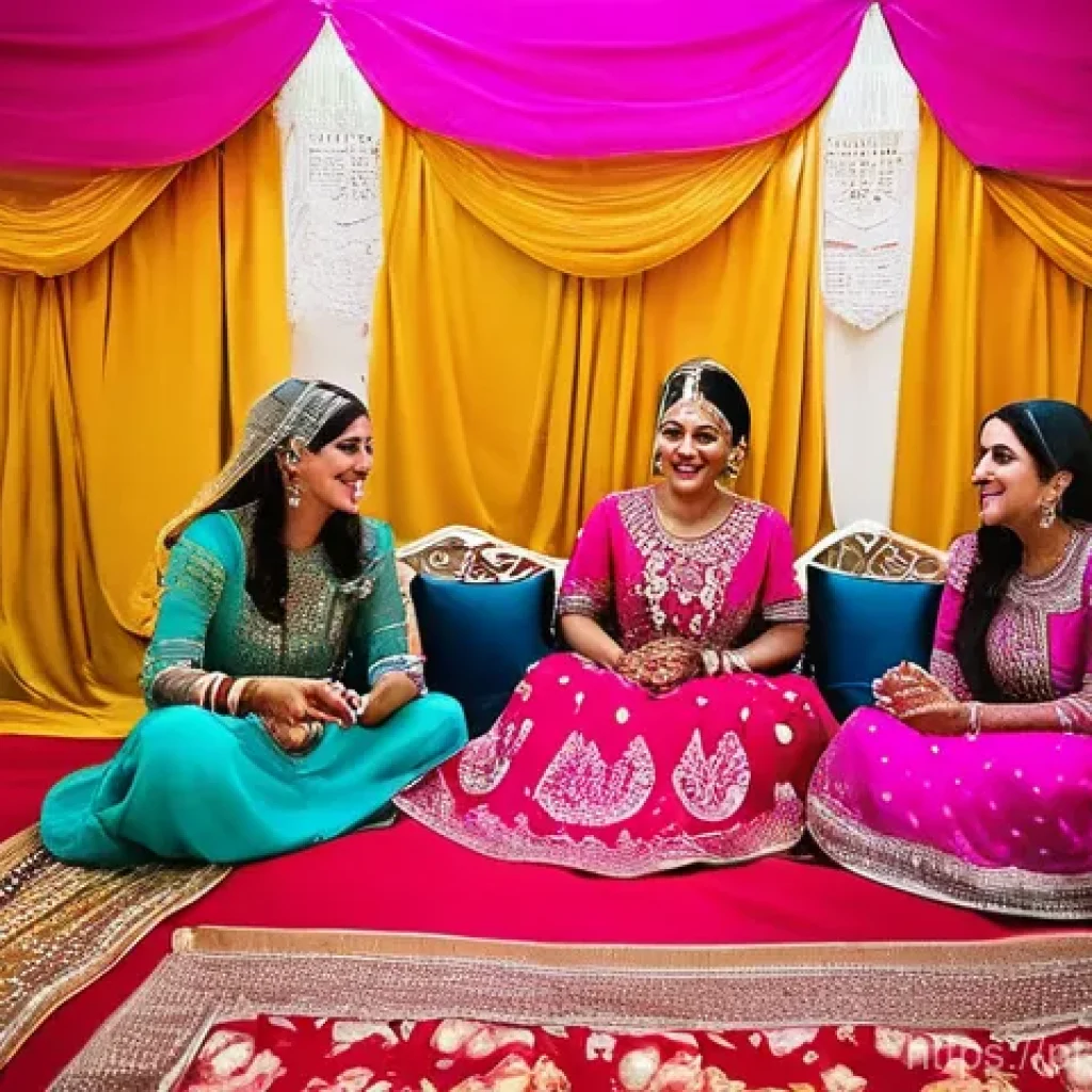 이집트의 결혼 문화와 결혼 절차 - **Egyptian Henna Night Celebration:** A joyous scene depicting an Egyptian bride, radiant and elegan...