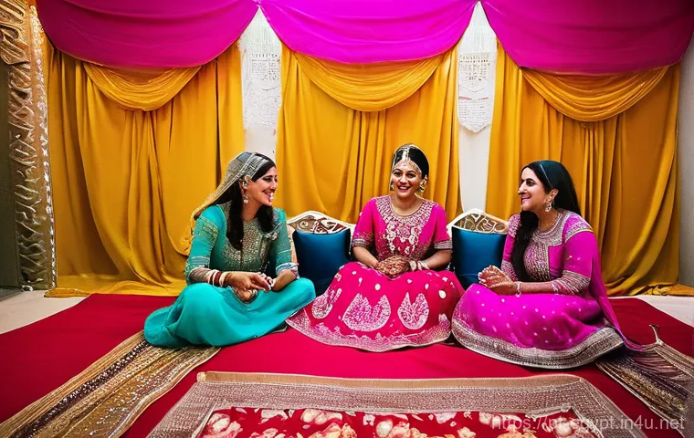이집트의 결혼 문화와 결혼 절차 - **Egyptian Henna Night Celebration:** A joyous scene depicting an Egyptian bride, radiant and elegan...