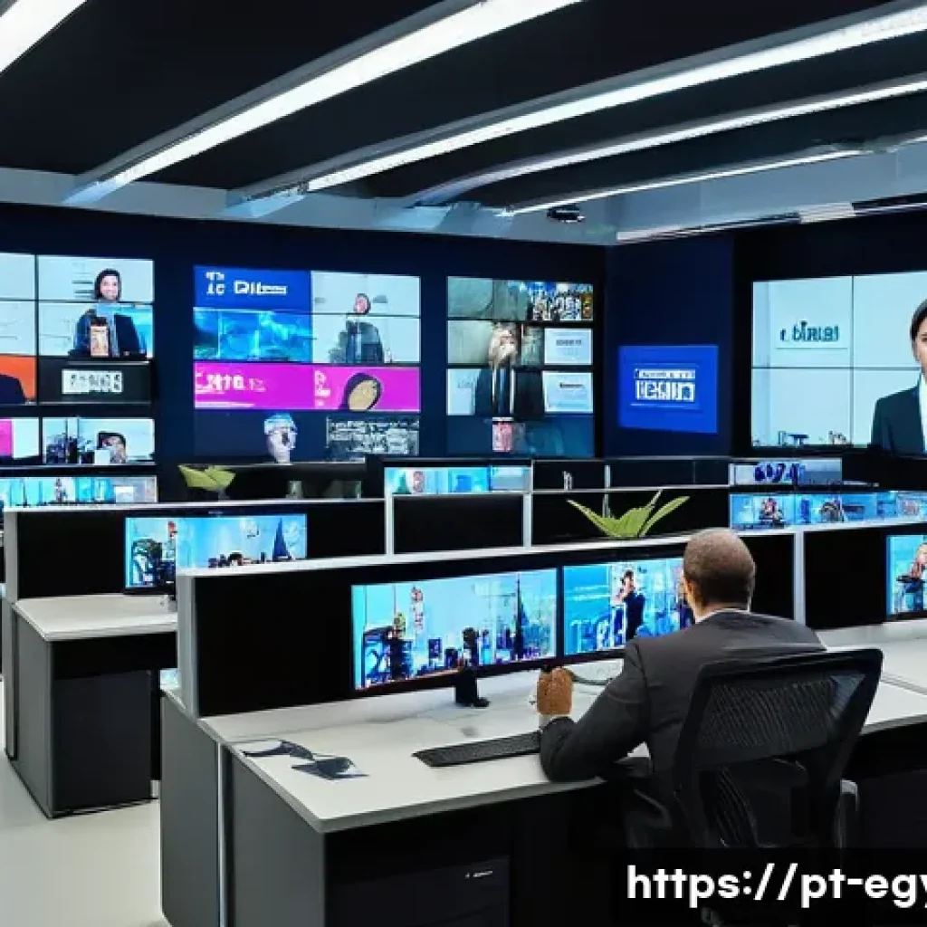 기자 피라미드 내부 구조 - A modern newsroom scene in S&atilde;o Paulo, Brazil, showing diverse journalists working collaboratively at...