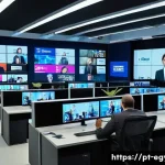 기자 피라미드 내부 구조 - A modern newsroom scene in S&atilde;o Paulo, Brazil, showing diverse journalists working collaboratively at...