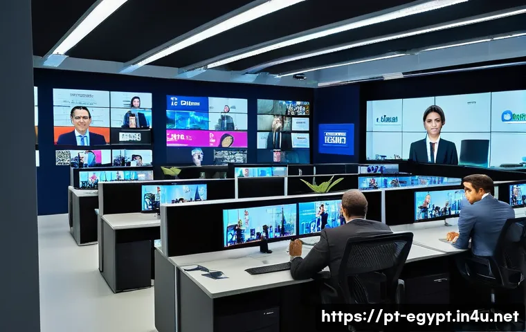 기자 피라미드 내부 구조 - A modern newsroom scene in São Paulo, Brazil, showing diverse journalists working collaboratively at...