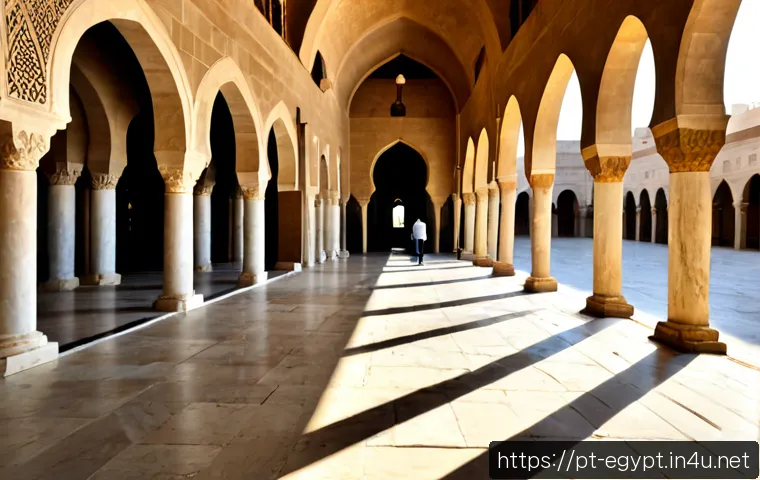 이집트에서 가장 오래된 모스크 - Photorealistic wide-angle exterior of the Mosque of Amr ibn al-As in Old Cairo, Egypt’s oldest mosqu...